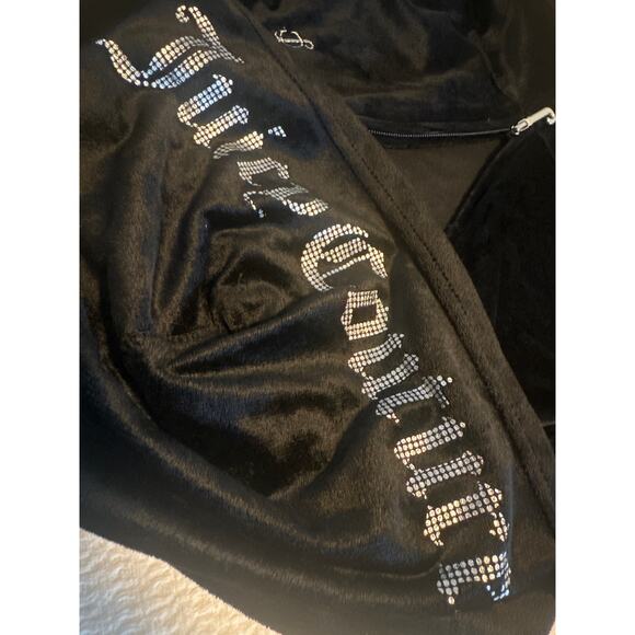 Juicy Couture Girls' Plush Velour zipper Hoodie Sweatshirt Black/studs Sz M 8-10 - Picture 6 of 7